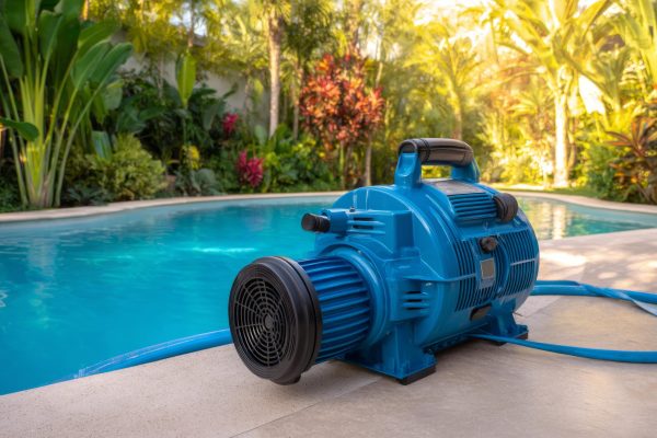 blue-pool-pump-by-poolside-tropical-garden